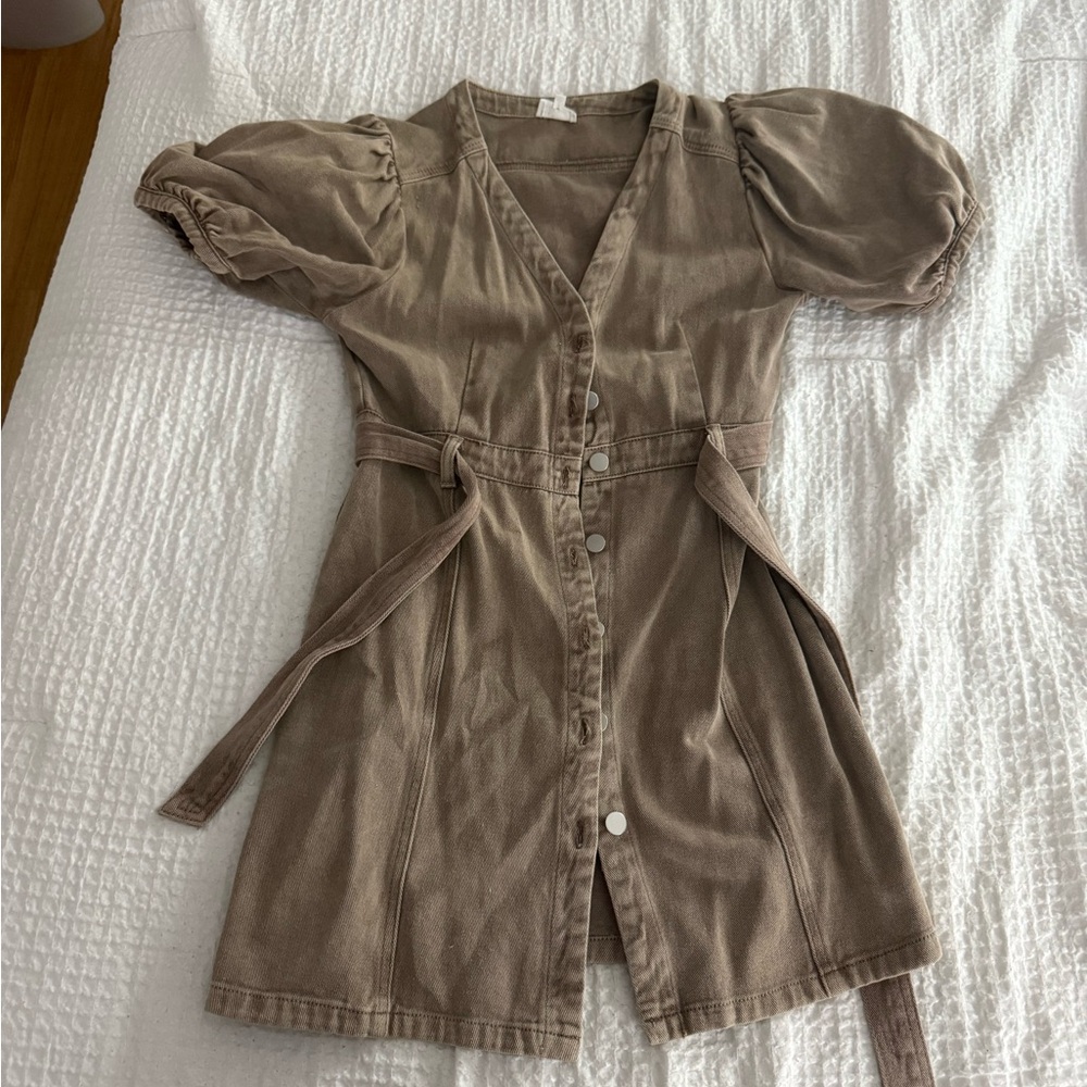 Puff Sleeve V-Neck Mini Dress